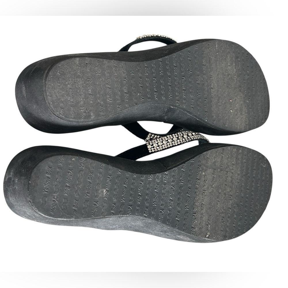 Yellow Box Black‎ Sandals with Rhinestone Embellishments - Picture 6 of 12